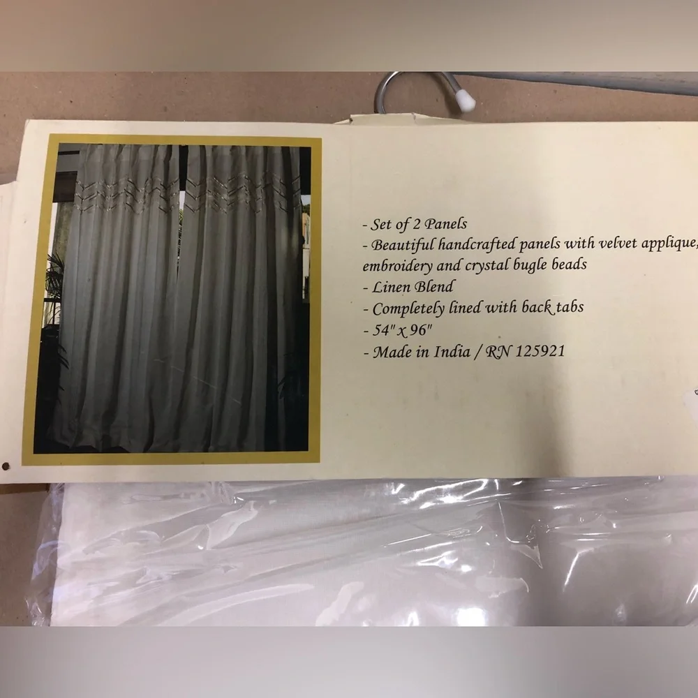 Callisto Home White Beaded Embroidered Curtain Panels